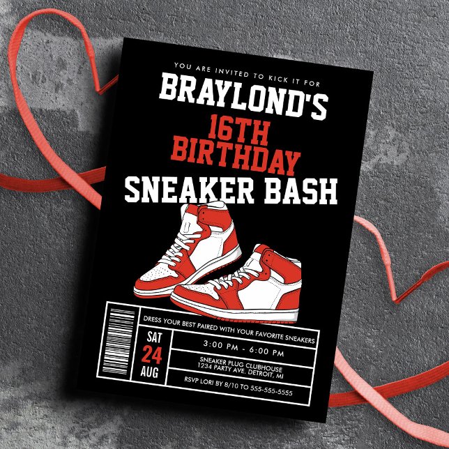Red Sneaker Bash Birthday Invitation (Creator Uploaded)