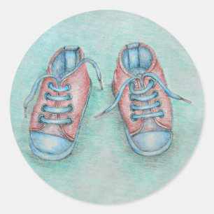 red sneaker shoes classic round sticker