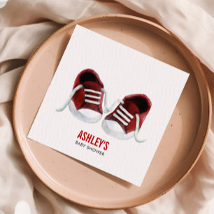 Red Sneakers Baby Shower Napkins, Gender Neutral Napkin