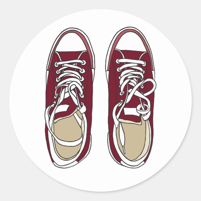 Red sneakers classic round sticker (Front)