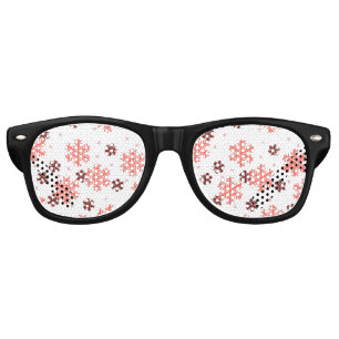 Red snow flakes Christmas pattern snow pattern des Retro Sunglasses