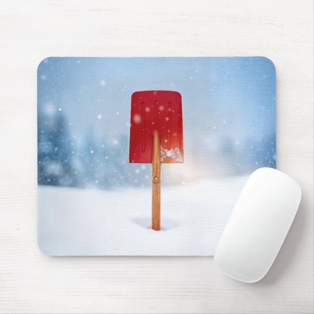 Red Snow Shovel In Deep Snow Mouse Pad (With Mouse)