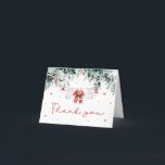 Red Snow Winter Christmas Baby Clothes Baby Shower Thank You Card<br><div class="desc">The Red Snowflakes Winter Christmas Baby Clothes Baby Shower Thank You Card is a festive and heartfelt way to express your gratitude to guests. Featuring a cosy winter design with delicate red snowflakes and adorable baby clothes, this card perfectly complements your holiday-themed baby shower. It's a charming way to say...</div>