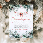 Red Snow Winter Christmas Baby Clothes Baby Shower Thank You Card<br><div class="desc">The Red Snowflakes Winter Christmas Baby Clothes Baby Shower Thank You Card is a festive and heartfelt way to express your gratitude to guests. Featuring a cosy winter design with delicate red snowflakes and adorable baby clothes, this card perfectly complements your holiday-themed baby shower. It's a charming way to say...</div>