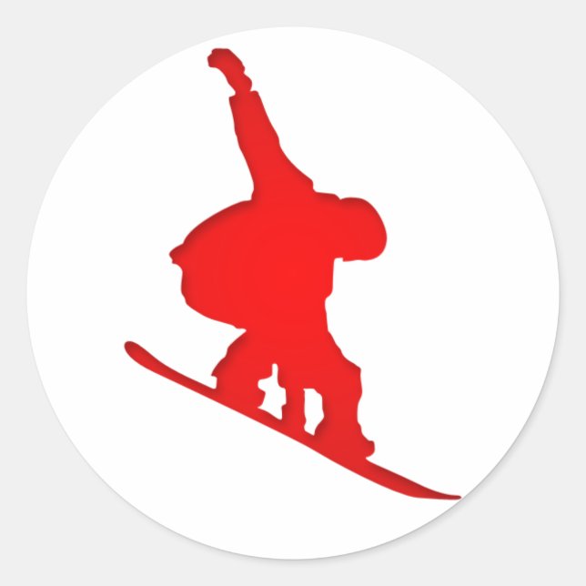 Red Snowboarder Classic Round Sticker (Front)