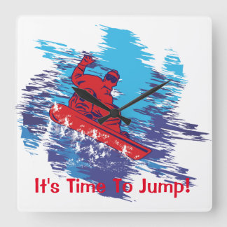Red Snowboarder Square Wall Clock