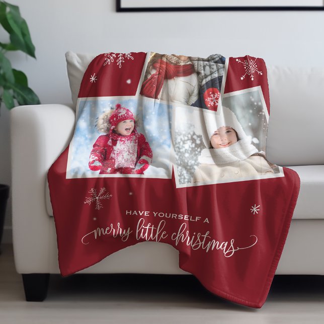 Red Snowflake | 3 Photo Christmas Fleece Blanket (Creator Uploaded)