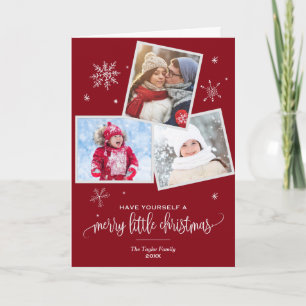 Red Snowflake 3 Photo Christmas Photo Holiday Card