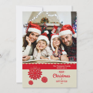 Red Snowflake Border Holiday Photo Card