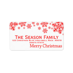 Red Snowflake Christmas  address label