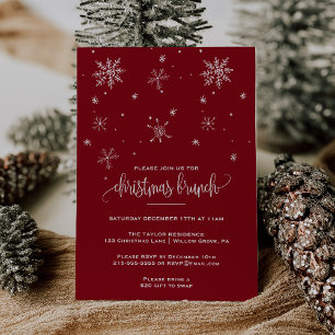 Red Snowflake Christmas Brunch Invitation
