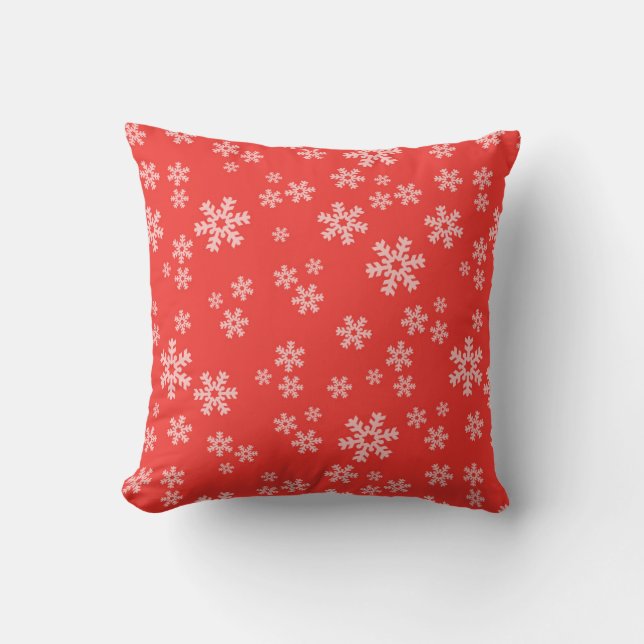 Red Snowflake Christmas Pillow (Front)