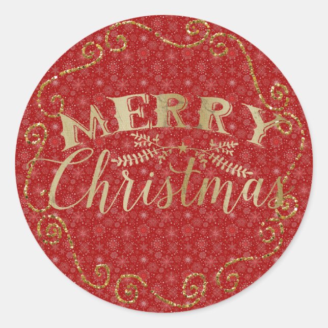 Red Snowflake Christmas Sticker (Front)