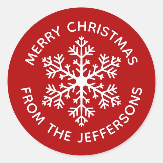 Red Snowflake Christmas Stickers (Front)