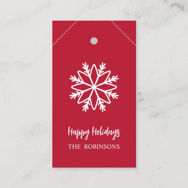 RED SNOWFLAKE DIY CHRISTMAS GIFT TAG (Front)