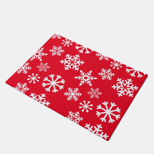 Red Snowflake Door Mat - Christmas