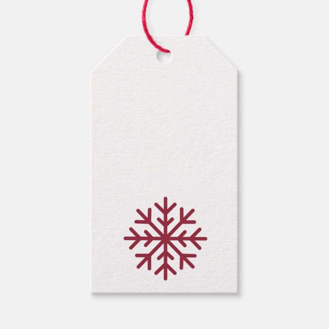 Red snowflake gift tag blank on back (Front)