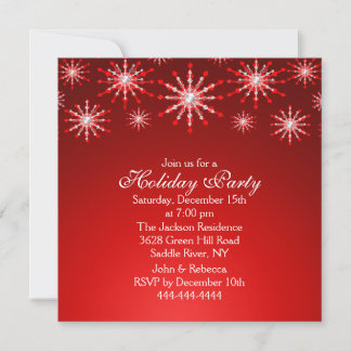 Red Snowflake Holiday Party Invitation