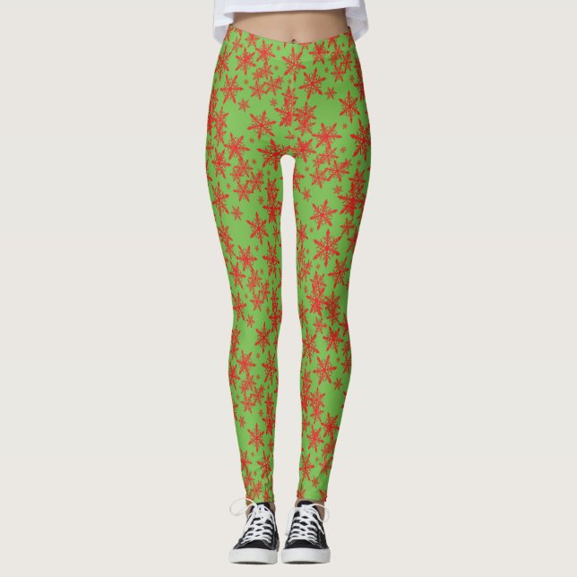 Red Snowflake Leggings (Front)