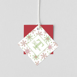 Red Snowflake Monogram Personalised Christmas Favour Tags