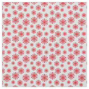 Red snowflake on white with fish scales pattern fabric