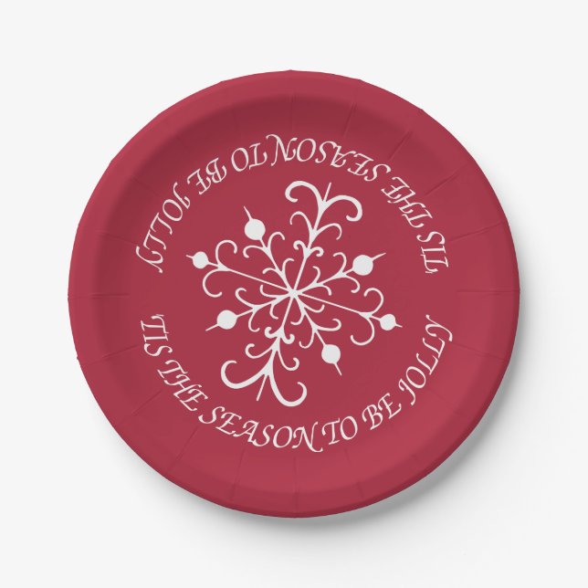 Red Snowflake Paper Plates (Front)