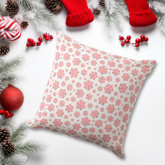 Red Snowflake Pattern Cushion