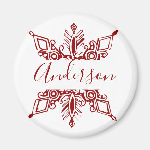 Red snowflake personalised magnet