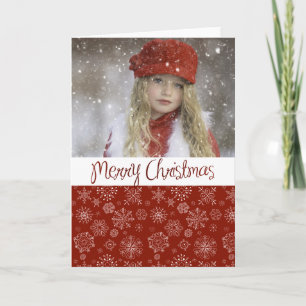 Red Snowflake Photo Christmas Card