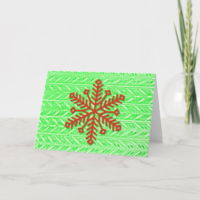 Red Snowflake Pop Art Style Christmas Card (Front)