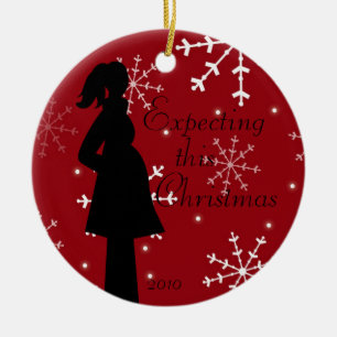 Red Snowflake Pregancy Ornament