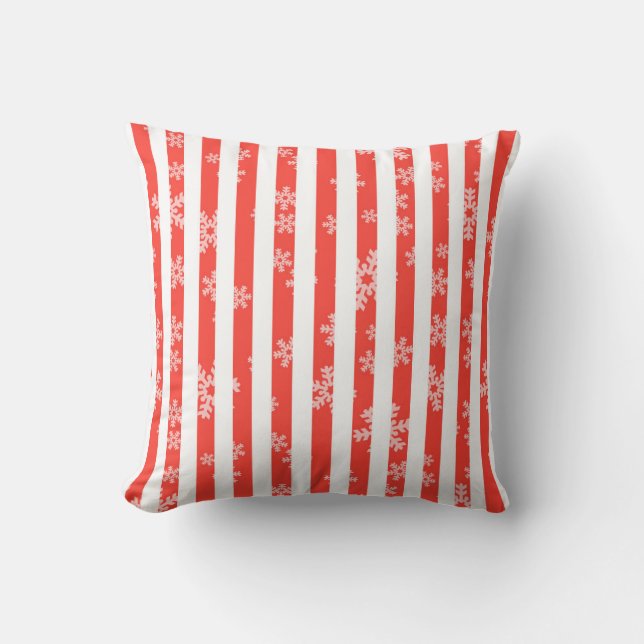 Red Snowflake Strike Christmas Pillow (Front)