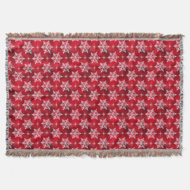 Red Snowflake Throw Blanket (Front)