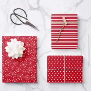 Red Snowflake Wrapping Paper Sheet