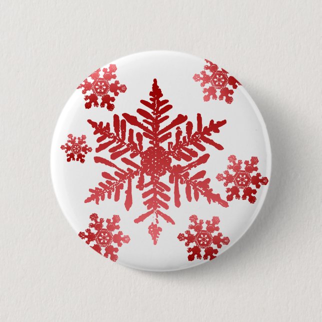 Red Snowflakes 6 Cm Round Badge (Front)