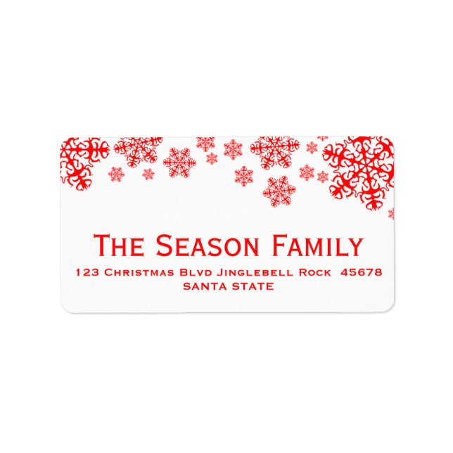 Red Snowflakes address label (Front)