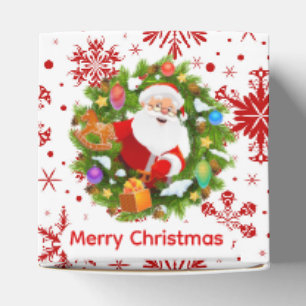 Red Snowflakes And Santa Favour Box