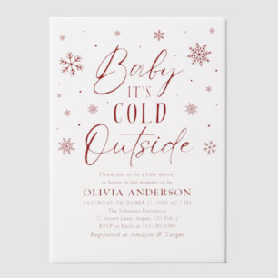 Red Snowflakes Baby It's Cold Outside Baby Shower Vellum Invitations