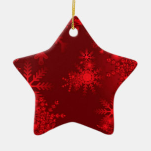 Red Snowflakes Ceramic Tree Decoration