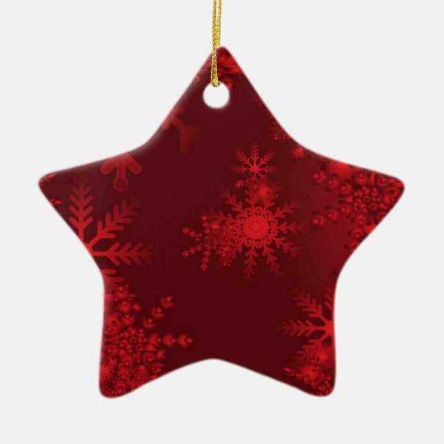 Red Snowflakes Ceramic Tree Decoration (Front)