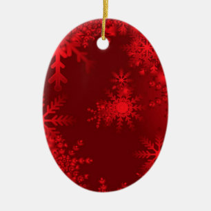 Red Snowflakes Ceramic Tree Decoration
