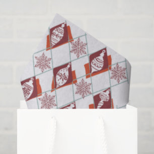 Red Snowflakes Christmas Holiday Pattern Tissue Paper