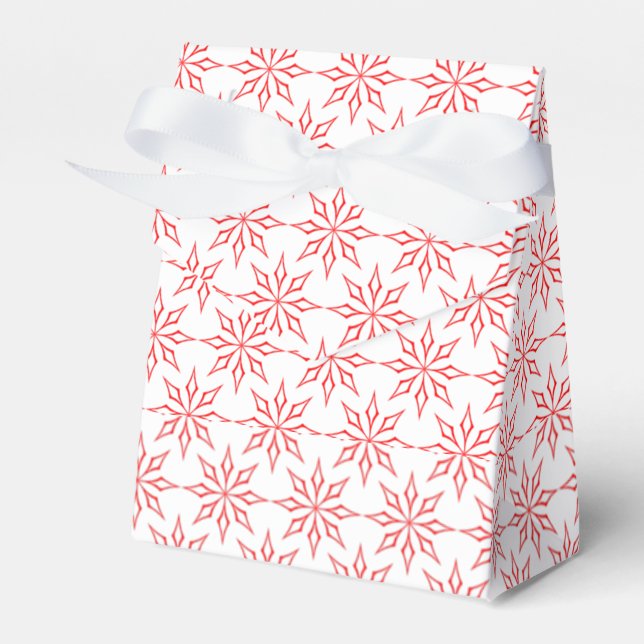 Red snowflakes favour box with ribbon (Front Side)