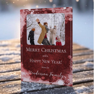 Red Snowflakes Flat Holiday Photo Card