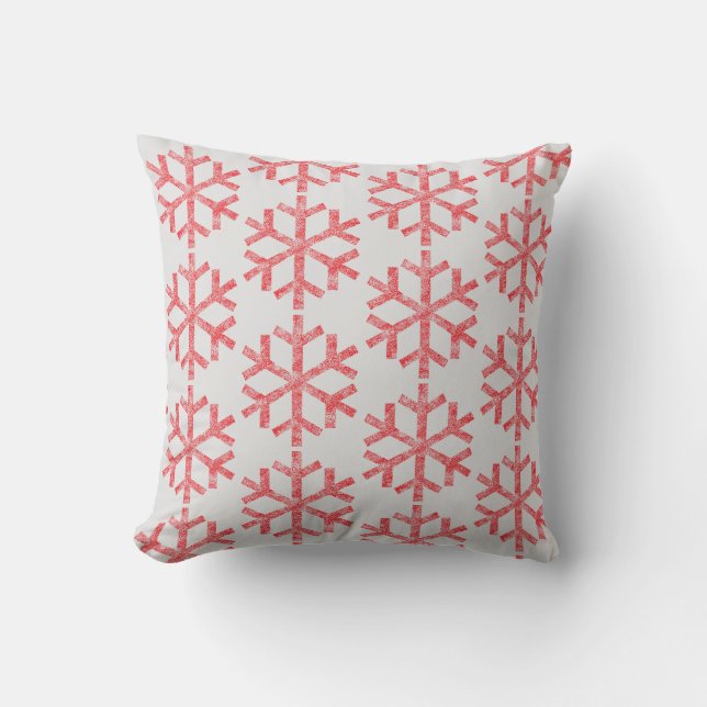 Red Snowflakes For Sofa Couch Chaise Lounge Cushion (Front)