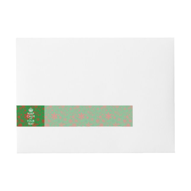 Red Snowflakes KEEP CALM AND Your Creative Text Wraparound Address Label (Front)