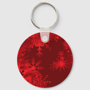 Red Snowflakes Key Ring