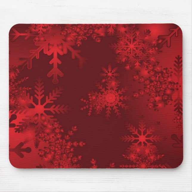 Red Snowflakes Mouse Pad (Front)