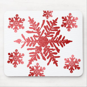 Red Snowflakes Mouse Pad