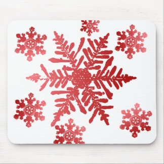 Red Snowflakes Mouse Pad